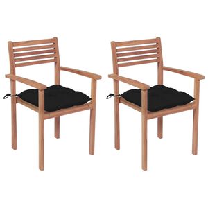 vidaXL Patio Chair Set of 2 Natural Teak Solid Teak Wood Standard