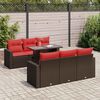 vidaXL 7 Piece Patio Sofa Set with Cushions Brown Poly Rattan Acacia