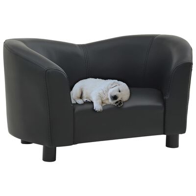 vidaXL Dog Sofa Black 26.4"x16.1"x15.4" Faux Leather