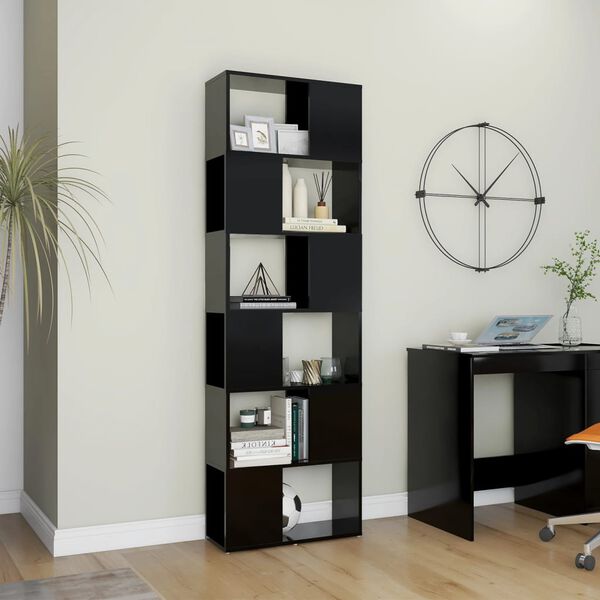 vidaXL Book Cabinet Room Divider Black Engineered Wood