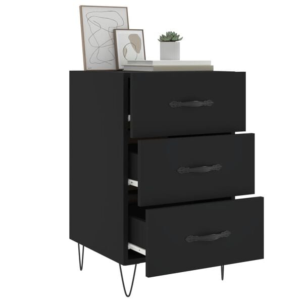 vidaXL Bedside Cabinet Black Engineered wood Medium Bedside Cabinet