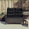 vidaXL 2-seater Garden Bench Black, Grey Poly rattan, Powder-coated steel