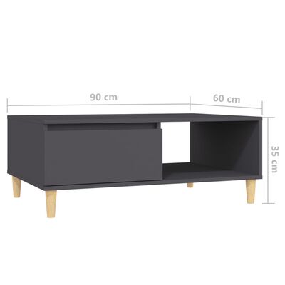 vidaXL Coffee Table Gray 35.4"x23.6"x13.8" Engineered Wood