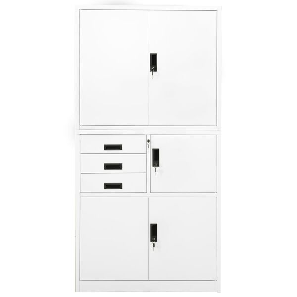 vidaXL Office Cabinet White Steel Large Height-Adjustable Shelves