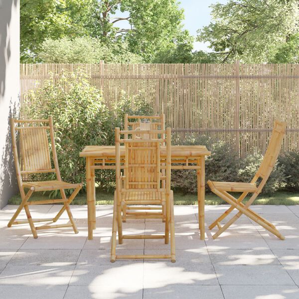 vidaXL Garden Dining Set Natural bamboo Bamboo 4-seater Foldable