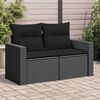 vidaXL Garden Sofa Black PE Rattan, Powder-Coated Steel 2-seater Modular