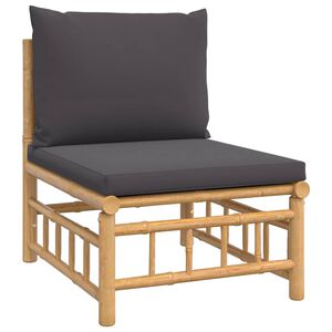 vidaXL Garden Middle Sofa Dark Grey, Natural Bamboo Bamboo Medium