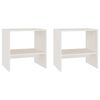 vidaXL Nightstand Set of 2 White Solid pinewood Compact Nightstand