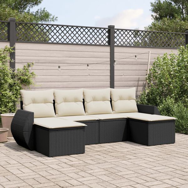 vidaXL Garden Sofa Set Black, Cream white