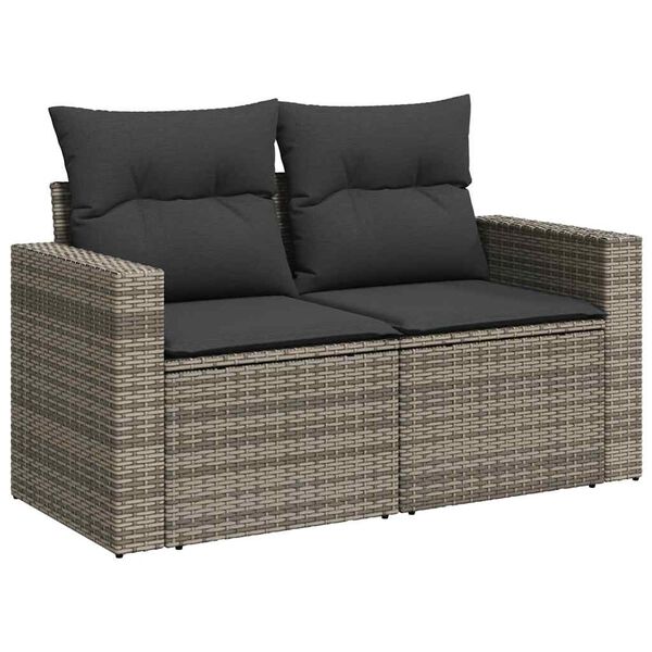 vidaXL Garden Sofa Set Grey PE Rattan Large Modular Garden Sofa Set