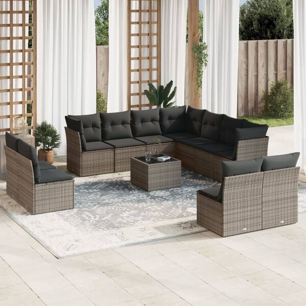 vidaXL Garden Sofa Set Dark Grey, Grey