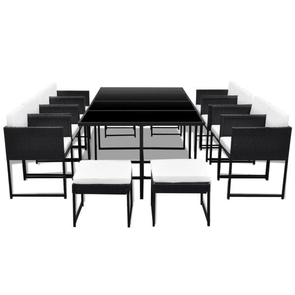vidaXL Outdoor Dining Set Black, White