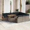 vidaXL 11 Piece Patio Sofa Set with Cushions Gray Poly Rattan