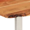 vidaXL Dining Table Natural wood with silver legs