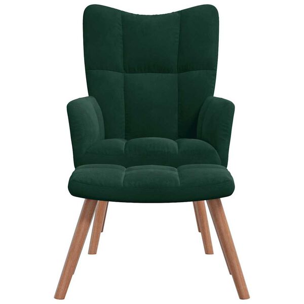 vidaXL Relaxing Chair With Stool Dark Green
