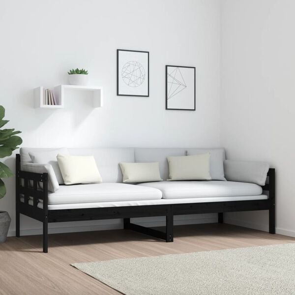 vidaXL Day Bed Black Solid pine wood Twin