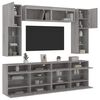 vidaXL 6 Piece TV Wall Stand Set with LED Lights Gray Sonoma