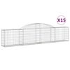 vidaXL Gabion Basket Set of 15 Silver Galvanized Iron Large Durable