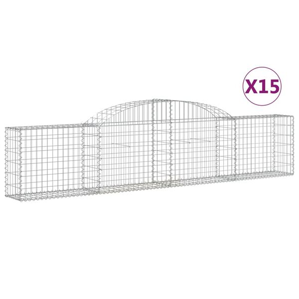 vidaXL Gabion Basket Set of 15 Silver Galvanized Iron Large Durable