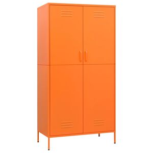 vidaXL Wardrobe Orange Powder-Coated Steel Large Wardrobe Rectangular