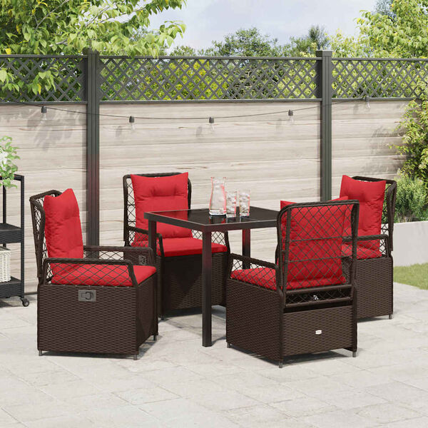 vidaXL Garden Dining Set 5 pcs Brown poly rattan
