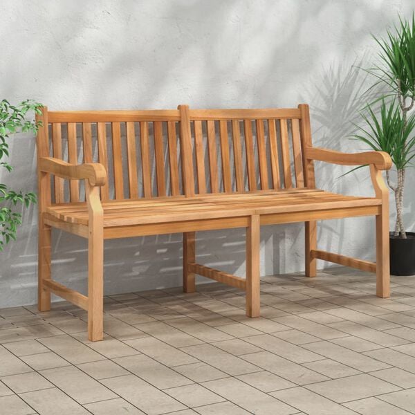 vidaXL Garden Bench Light Brown Solid Teak Wood Extra Heavy Durable