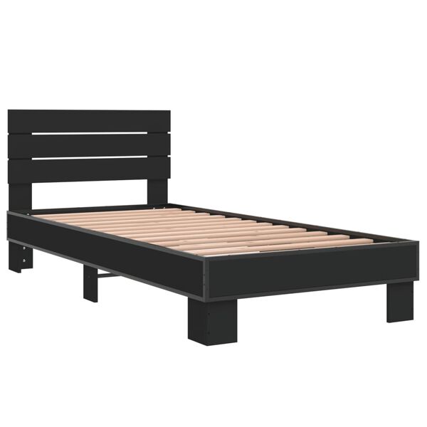 vidaXL Bed Frame Black Engineered wood Twin Durable Bed Frame