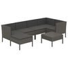 vidaXL Garden Lounge Set Grey PE rattan, powder-coated steel, polyester