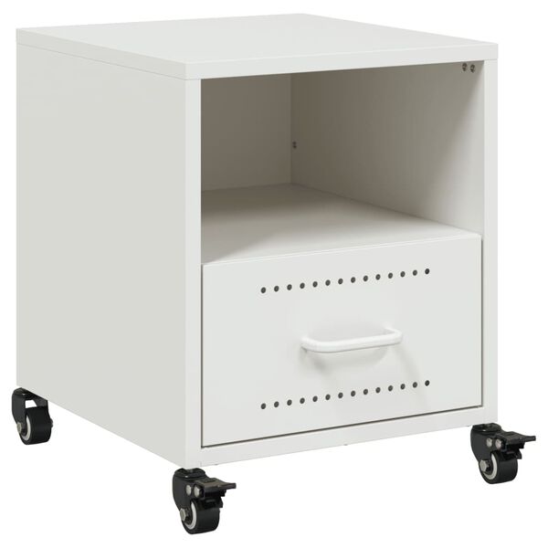 vidaXL Bedside Cabinet White Cold-rolled steel Bedside Cabinet