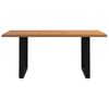 vidaXL Dining Table Light Brown Solid Oak Wood, Powder-Coated Steel Large