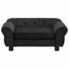 vidaXL Dog Sofa Black Plush, Fir Wood Small Removable Covers Dog Sofa