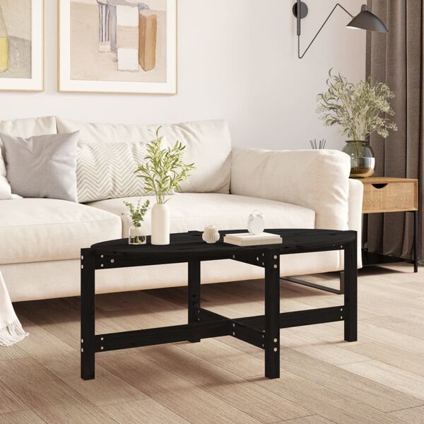 vidaXL Coffee Table Black Solid Pine Wood Hardwood Coffee Table
