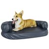 vidaXL Dog Bed Dark Blue Faux Leather Dog Bed Rectangular Modern
