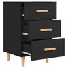 vidaXL Nightstand Black Engineered Wood Medium Nightstand Rectangular