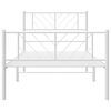 vidaXL Metal Bed Frame White Powder-Coated Steel Twin Bed Frame