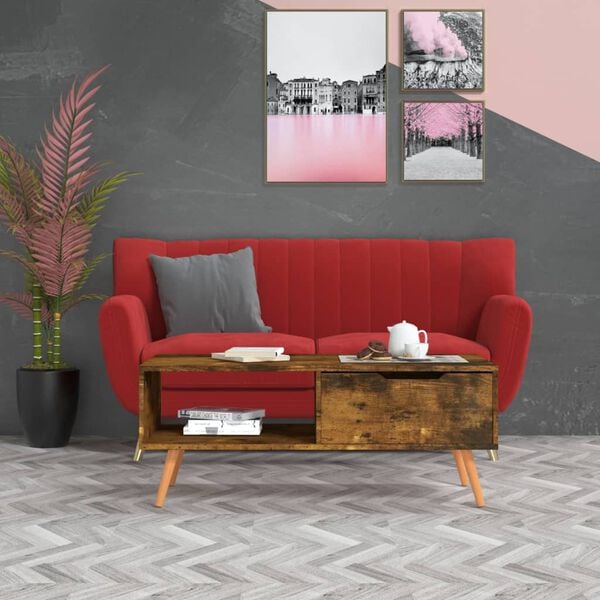 vidaXL Coffee Table Smoked oak Engineered wood Medium Coffee Table