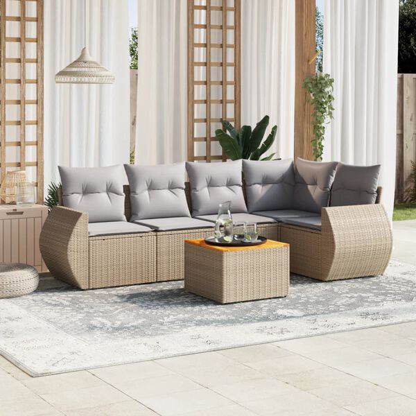 vidaXL Garden Sofa Set Beige for sofas, Light grey for cushions