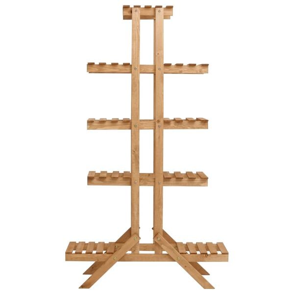 vidaXL Plant Stand Natural Wood Firwood Medium Shelving Plant Stand