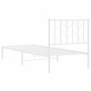 vidaXL Bed Frame White Steel Single Bed Frame Rectangular