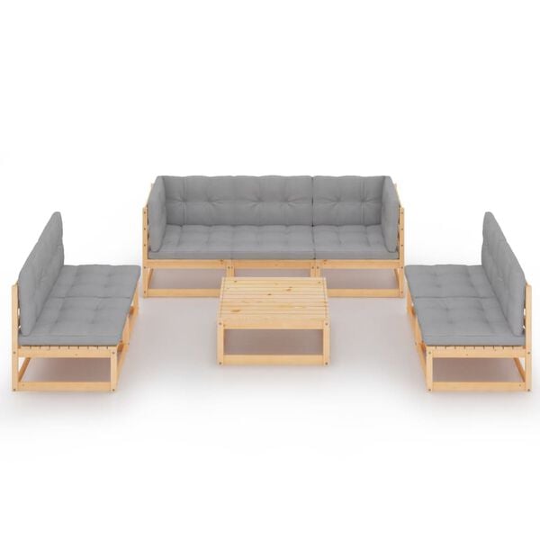 vidaXL Garden Lounge Set Natural Wood Solid pinewood, 100% polyester