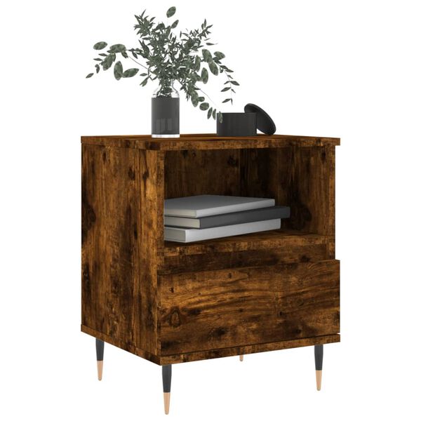 vidaXL Bedside Cabinet Smoked Oak Engineered wood Medium Bedside Cabinet