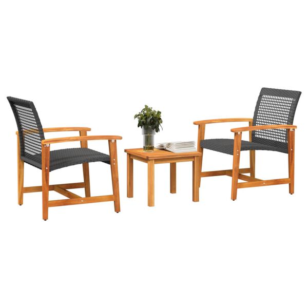 vidaXL Bistro Set Black Poly Rattan 2-seater Durable Bistro Set