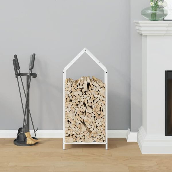 vidaXL Firewood Rack White 15.7x9.8x35.4" Cold-rolled steel