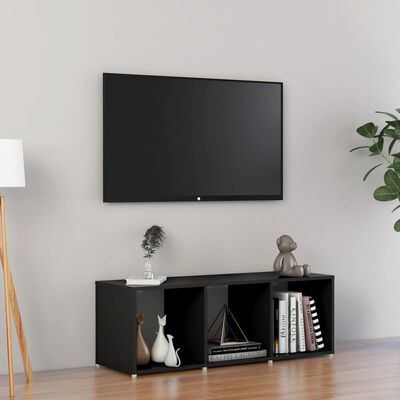 vidaXL TV Cabinet Black 42.1"x13.8"x14.6" Engineered Wood