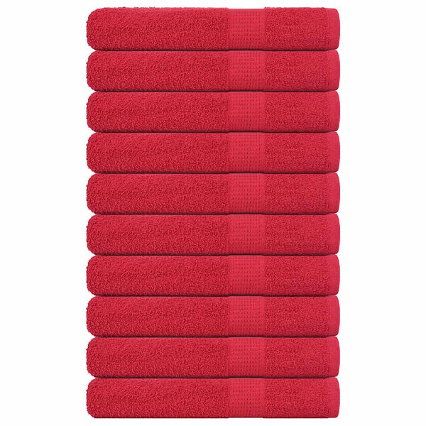 vidaXL Sauna Towel Set of 10 Red 100% Cotton 31.5 x 78.7 in Bath Towel