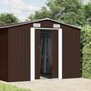 vidaXL Garden Shed Brown Galvanized steel Large Durable Garden Shed