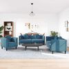 vidaXL Sofa Set Blue Velvet 3-Piece Set Essential Piece Sofa Set