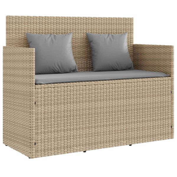 vidaXL Garden Bench Beige PE rattan Medium Removable Covers