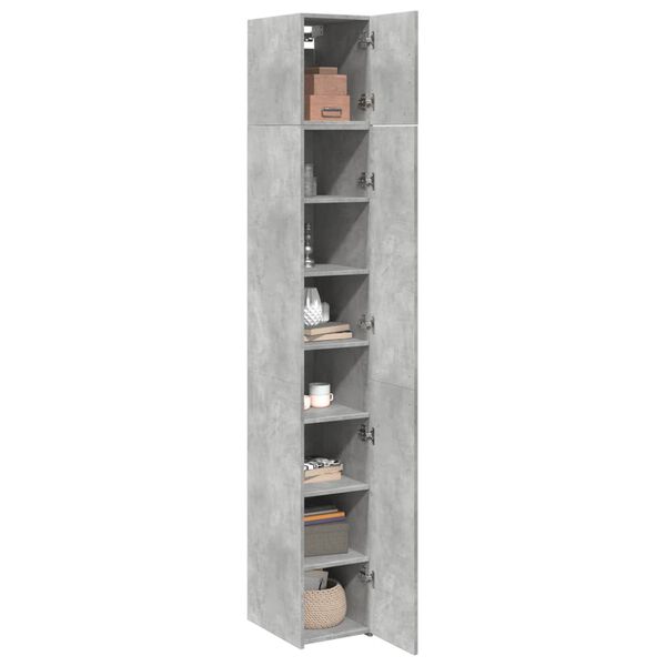 vidaXL Slim Storage Cabinet Concrete Gray 11.8"x16.7"x88.6" Engineered Wood