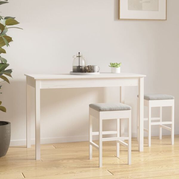 vidaXL Dining Table White Solid pine wood Compact Minimalistic